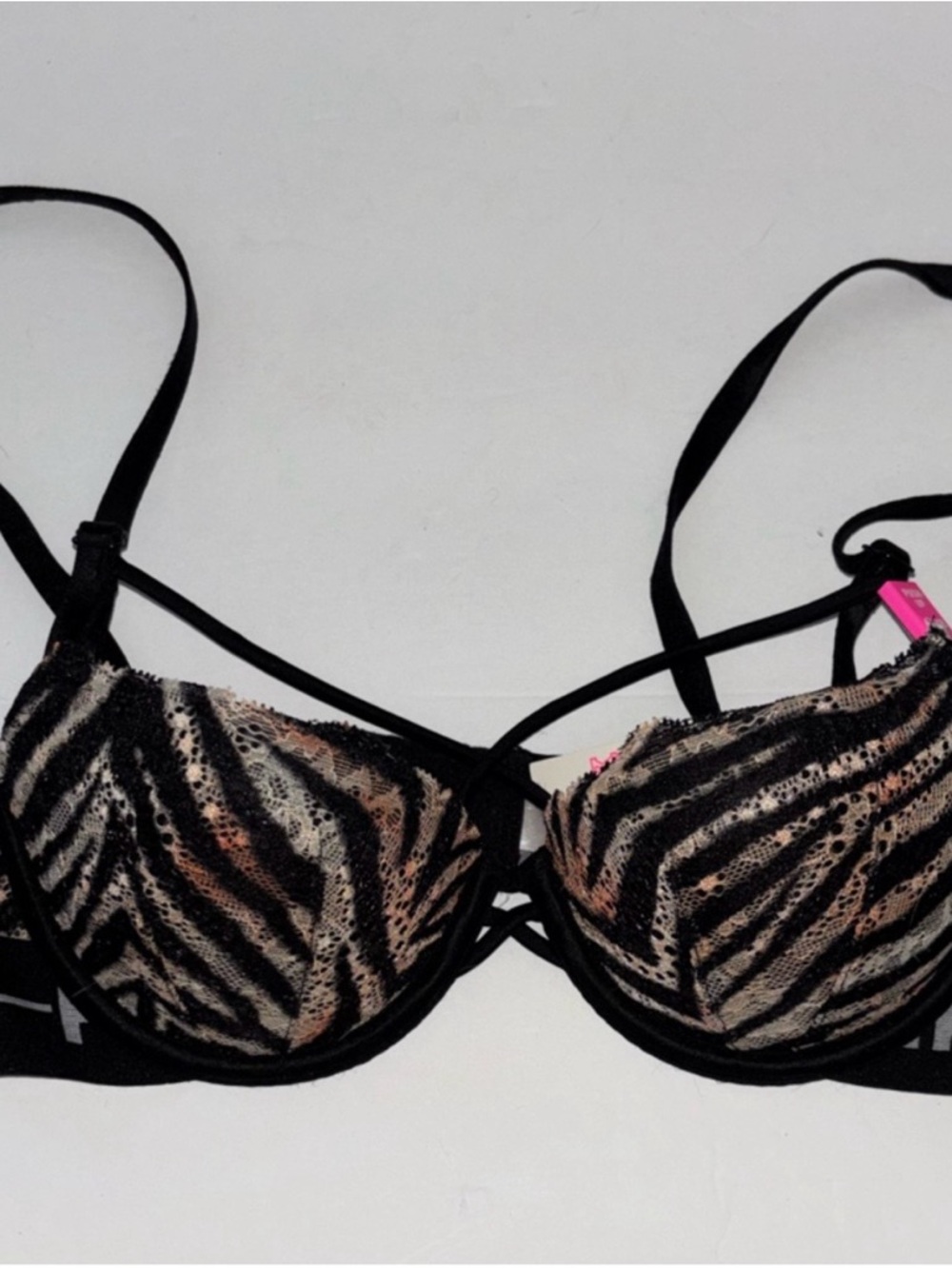 Victoria's Secret Pink Zebra Print Push-Up Bra 32B Animal Padded NWT